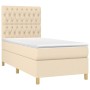 Cama box spring colchón y luces LED tela crema 90x200 cm de , Camas y somieres - Ref: Foro24-3135650, Precio: 383,38 €, Descu...