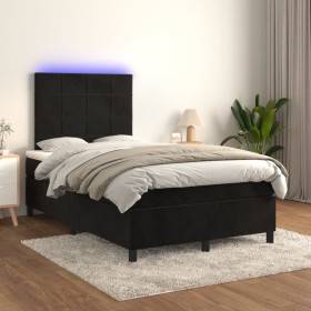 Box spring bed with mattress and LED black velvet 120x200 cm by , Beds and slatted bases - Ref: Foro24-3136115, Price: 420,04...