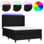 Cama box spring colchón y luces LED tela negro 140x200 cm de , Camas y somieres - Ref: Foro24-3138559, Precio: 594,94 €, Desc...