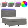 Cama box spring colchón y luces LED tela gris oscuro 140x190 cm de , Camas y somieres - Ref: Foro24-3138550, Precio: 581,45 €...