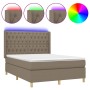 Cama box spring colchón y luces LED tela gris taupe 140x200 cm de , Camas y somieres - Ref: Foro24-3139121, Precio: 609,08 €,...