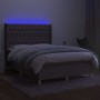 Box spring bed with mattress and LED lights taupe gray fabric 140x200 cm by , Beds and slatted bases - Ref: Foro24-3139121, P...