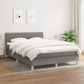 Cama box spring con colchón tela gris oscuro 140x190 cm de , Camas y somieres - Ref: Foro24-3140850, Precio: 432,31 €, Descue...