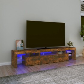 Mueble de TV con luces LED color roble ahumado 200x36,5x40 cm de , Muebles TV - Ref: Foro24-3152815, Precio: 146,81 €, Descue...