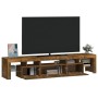 TV cabinet with LED lights smoked oak color 200x36.5x40 cm by , TV Furniture - Ref: Foro24-3152815, Price: 144,53 €, Discount: %