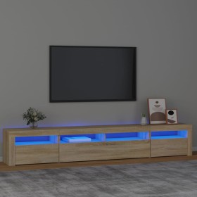 Mueble de TV con luces LED roble Sonoma 240x35x40 cm de , Muebles TV - Ref: Foro24-3152724, Precio: 158,55 €, Descuento: %