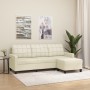 3-seater sofa with cream synthetic leather stool 180 cm by , Sofas - Ref: Foro24-3201015, Price: 303,09 €, Discount: %