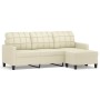 3-seater sofa with cream synthetic leather stool 180 cm by , Sofas - Ref: Foro24-3201015, Price: 303,09 €, Discount: %