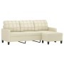 3-seater sofa with cream synthetic leather stool 180 cm by , Sofas - Ref: Foro24-3201015, Price: 303,09 €, Discount: %