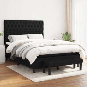 Cama box spring con colchón tela negro 140x190 cm de , Camas y somieres - Ref: Foro24-3136831, Precio: 578,49 €, Descuento: %