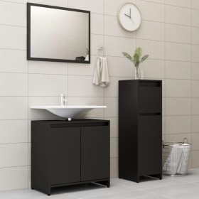 Black engineered wood 3-piece bathroom furniture set by , Bathroom furniture - Ref: Foro24-3056926, Price: 116,89 €, Discount: %