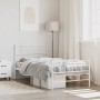 Metal bed frame with headboard and footboard white 75x190 cm by , Beds and slatted bases - Ref: Foro24-355324, Price: 67,30 €...