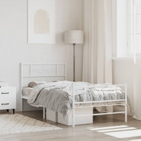 Estructura cama metal con cabecero y pie cama blanca 90x190 cm de , Camas y somieres - Ref: Foro24-355326, Precio: 67,99 €, D...