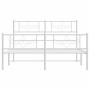 Metal bed frame with headboard and white footboard 120x200 cm by , Beds and slatted bases - Ref: Foro24-355332, Price: 104,99...