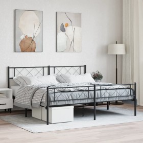 Black metal headboard and footboard bed frame 193x203 cm by , Beds and slatted bases - Ref: Foro24-372301, Price: 115,99 €, D...