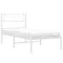 Estructura de cama de metal con cabecero blanco 100x190 cm de , Camas y somieres - Ref: Foro24-372320, Precio: 61,50 €, Descu...