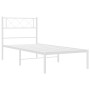 Estructura de cama de metal con cabecero blanco 100x190 cm de , Camas y somieres - Ref: Foro24-372320, Precio: 61,50 €, Descu...