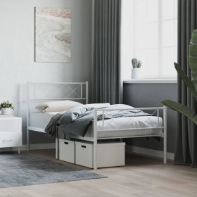 Estructura cama metal con cabecero y pie cama blanca 75x190 cm de , Camas y somieres - Ref: Foro24-372334, Precio: 61,98 €, D...