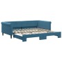 Blue velvet trundle sofa bed 100x200 cm by , Beds and slatted bases - Ref: Foro24-3197777, Price: 311,58 €, Discount: %