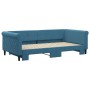 Blue velvet trundle sofa bed 100x200 cm by , Beds and slatted bases - Ref: Foro24-3197777, Price: 311,58 €, Discount: %