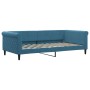 Blue velvet trundle sofa bed 100x200 cm by , Beds and slatted bases - Ref: Foro24-3197777, Price: 311,58 €, Discount: %