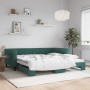 Dark green velvet trundle sofa bed 100x200 cm by , Beds and slatted bases - Ref: Foro24-3197780, Price: 297,78 €, Discount: %