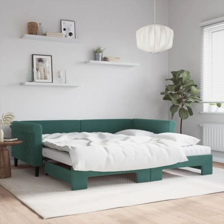 Sofá cama nido con colchón terciopelo verde oscuro 100x200 cm de , Camas y somieres - Ref: Foro24-3197804, Precio: 553,99 €, ...