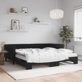 Trundle sofa bed with black velvet mattress 100x200 cm by , Beds and slatted bases - Ref: Foro24-3197806, Price: 444,99 €, Di...