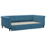 Trundle sofa bed with drawers blue velvet 100x200 cm by , Beds and slatted bases - Ref: Foro24-3197825, Price: 374,29 €, Disc...