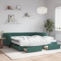 Trundle sofa bed with drawers dark green velvet 100x200 cm by , Beds and slatted bases - Ref: Foro24-3197852, Price: 620,25 €...