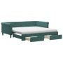 Trundle sofa bed with drawers dark green velvet 100x200 cm by , Beds and slatted bases - Ref: Foro24-3197852, Price: 620,25 €...