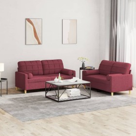 Sofa set with cushions 2 pieces red fabric by , Sofas - Ref: Foro24-3201296, Price: 461,52 €, Discount: %