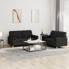 Sofagarnitur mit Kissen 2-teilig aus schwarzem Stoff von , Sofas - Ref: Foro24-3201294, Preis: 492,77 €, Rabatt: %