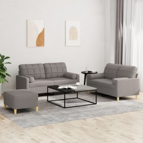 Sofa set with cushions 3 pieces taupe gray fabric by , Sofas - Ref: Foro24-3201305, Price: 519,99 €, Discount: %