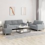 Sofa set with cushions 3 pieces light gray fabric by , Sofas - Ref: Foro24-3201330, Price: 614,09 €, Discount: %