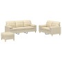 Sofa set with cushions 3 pieces cream fabric by , Sofas - Ref: Foro24-3201332, Price: 616,86 €, Discount: %