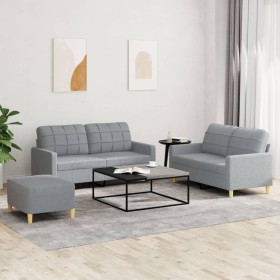 Sofagarnitur mit Kissen 3-teilig aus hellgrauem Stoff von , Sofas - Ref: Foro24-3201282, Preis: 499,99 €, Rabatt: %