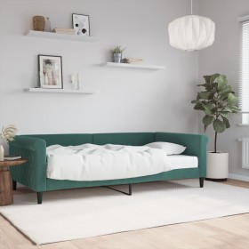 Sofá cama con colchón terciopelo verde oscuro 100x200 cm de , Camas y somieres - Ref: Foro24-3197756, Precio: 343,99 €, Descu...