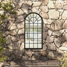 Black iron garden mirror for outdoor use 90x45 cm by , Mirrors - Ref: Foro24-318348, Price: 145,99 €, Discount: %