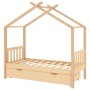 Child's bed frame with solid pine wood drawer structure 80x160 cm by , Cribs and beds for children - Ref: Foro24-322146, Pric...