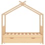 Child's bed frame with solid pine wood drawer structure 80x160 cm by , Cribs and beds for children - Ref: Foro24-322146, Pric...