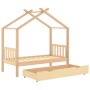 Child's bed frame with solid pine wood drawer structure 80x160 cm by , Cribs and beds for children - Ref: Foro24-322146, Pric...