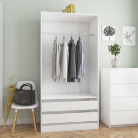 White glossy plywood wardrobe 100x50x200 cm by , Wardrobes - Ref: Foro24-800609, Price: 205,85 €, Discount: %