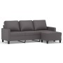 Sofá de 3 plazas con taburete cuero sintético gris 180 cm de , Sofás - Ref: Foro24-3201026, Precio: 331,99 €, Descuento: %