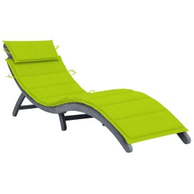 Sun lounger with solid acacia wood frame and gray cushion by , Loungers - Ref: Foro24-3064055, Price: 138,97 €, Discount: %