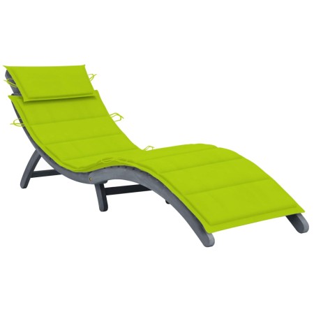 Solid Acacia Wood Lounger with Gray Cushion by , Loungers - Ref: Foro24-3064055, Price: 138,47 €, Discount: %