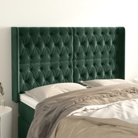 Cabecero con orejas de terciopelo verde oscuro 163x16x118/128cm de , Cabeceros y pies de cama - Ref: Foro24-3119973, Precio: ...