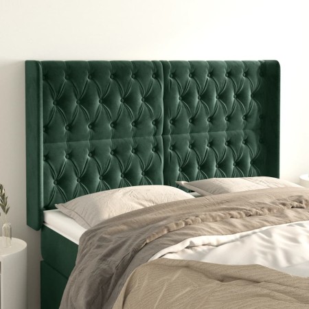 Headboard with dark green velvet ears 163x16x118/128cm by , Headboards and footboards - Ref: Foro24-3119973, Price: 162,93 €,...