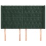 Headboard with dark green velvet ears 163x16x118/128cm by , Headboards and footboards - Ref: Foro24-3119973, Price: 162,93 €,...