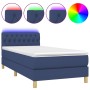 Cama box spring con colchón y LED tela azul 90x200 cm de , Camas y somieres - Ref: Foro24-3133931, Precio: 320,03 €, Descuent...